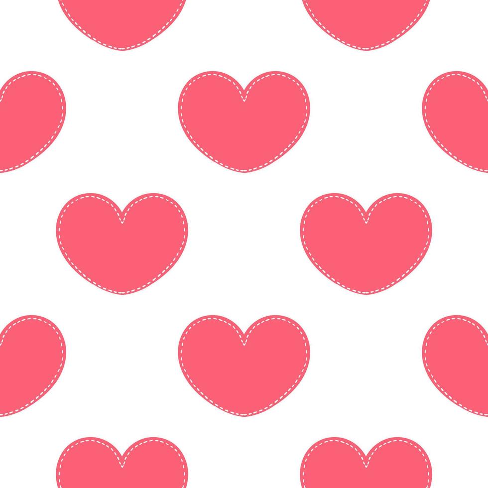 padrão sem costura de coração rosa no estilo de linha pontilhada 2 vetor