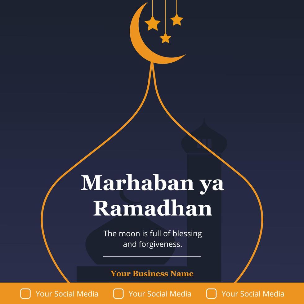 modelo de postagem de mídia social marhaban ya ramadhan vetor