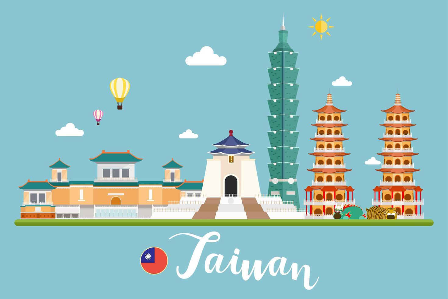 Paisagem de viagens de Taiwan vetor