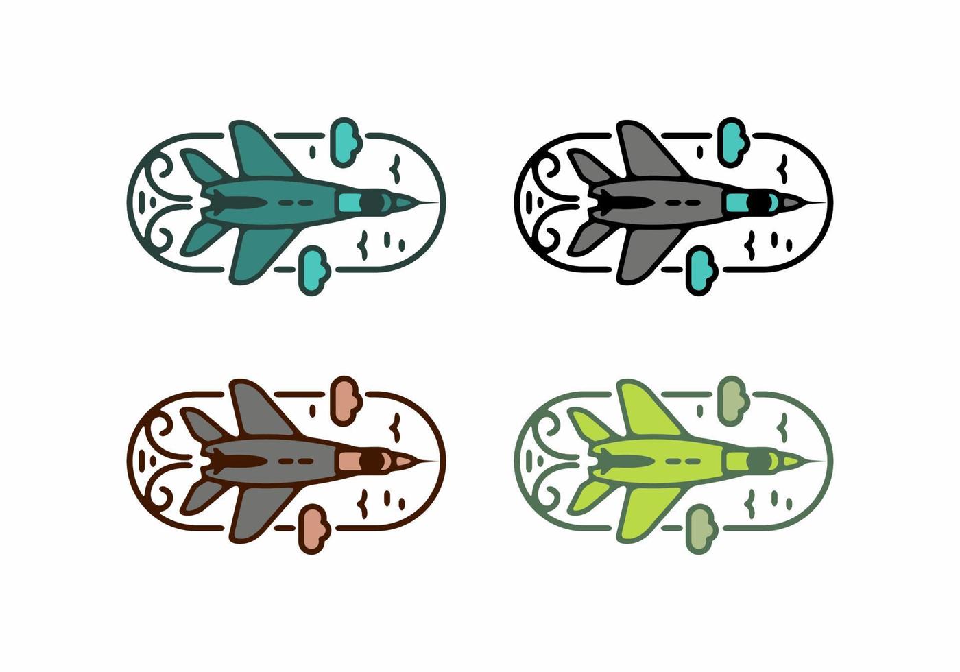 ilustração de arte de linha colorida de jato voador vetor