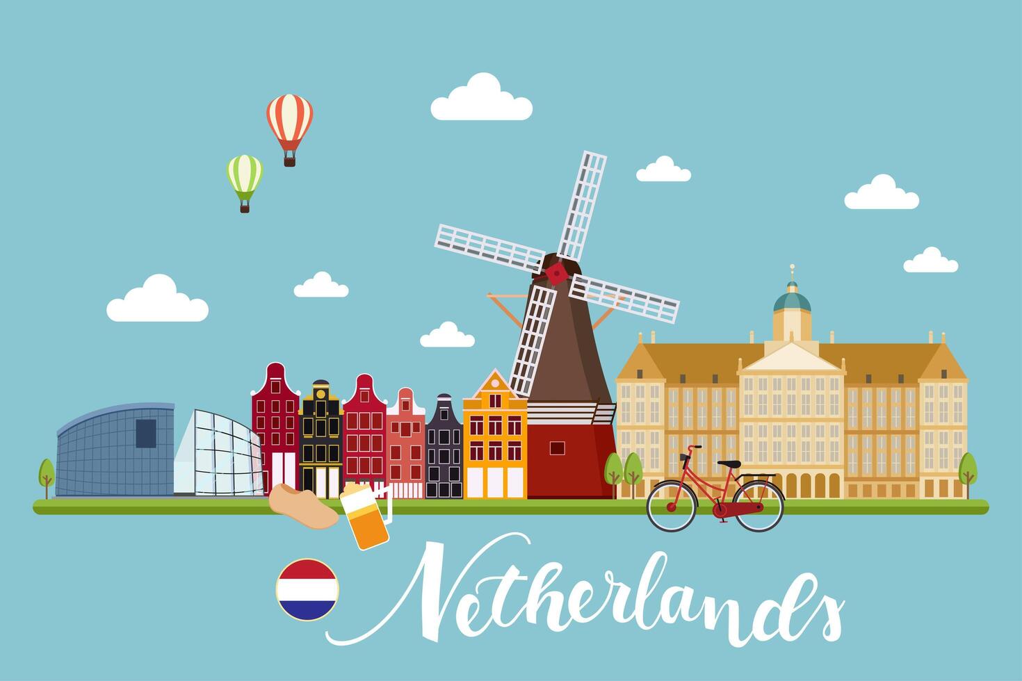 Paisagem de viagens na Holanda vetor