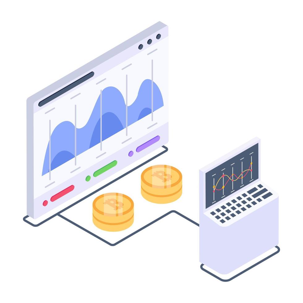 ícone de estilo isométrico de rede blockchain, vetor editável