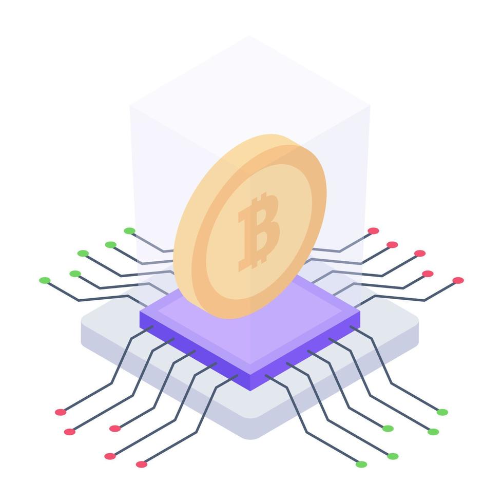 um design de ícone isométrico de servidores bitcoin vetor