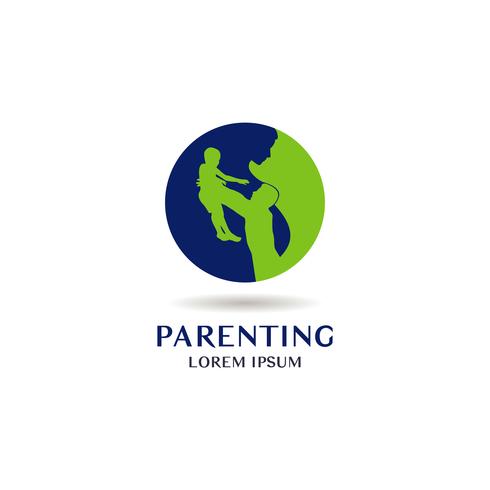 Logotipo de parentalidade azul e verde vetor