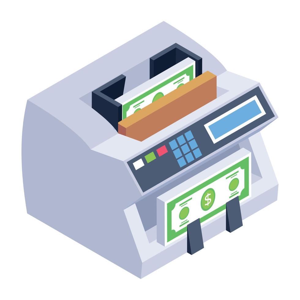 ícone de design moderno isométrico de contador de dinheiro vetor