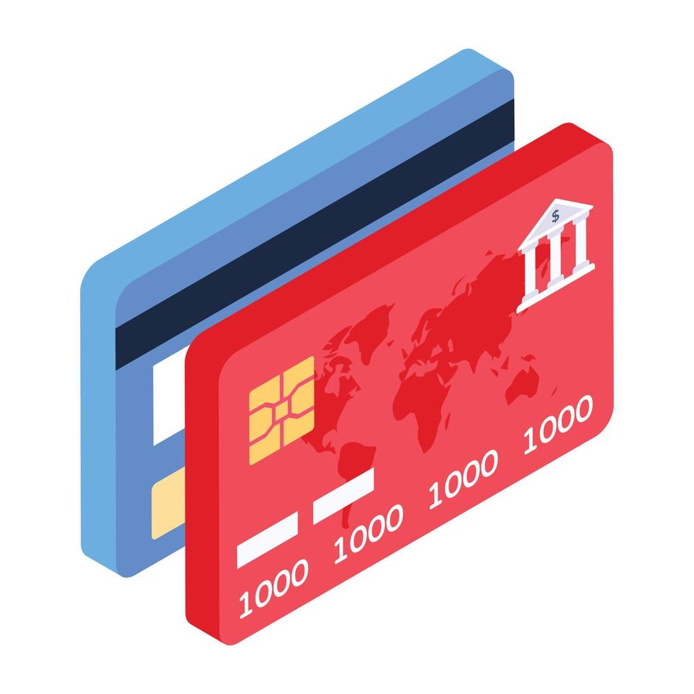 ícone de design moderno isométrico de cartões de crédito vetor