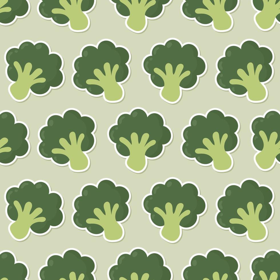 padrão de adesivo de desenho animado de brócolis sem costura vetor