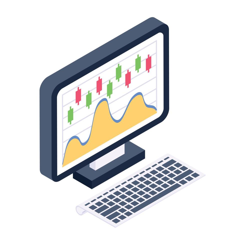 um ícone de relatório gráfico online em download de vetor isométrico