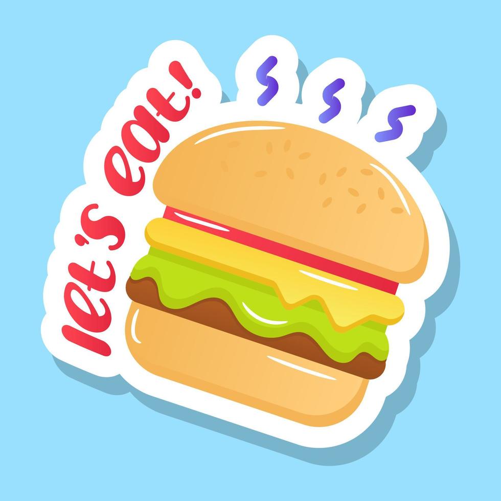 um design de adesivo de hambúrguer, conceito de fast food vetor