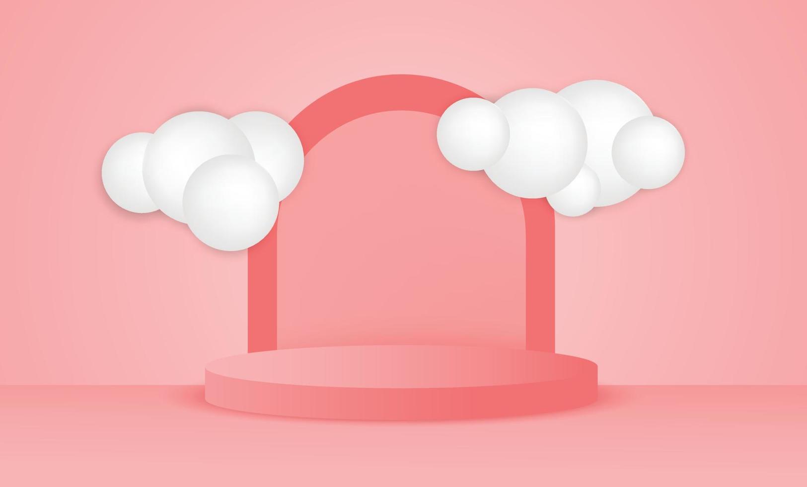 design de vetor de pódio rosa com nuvem
