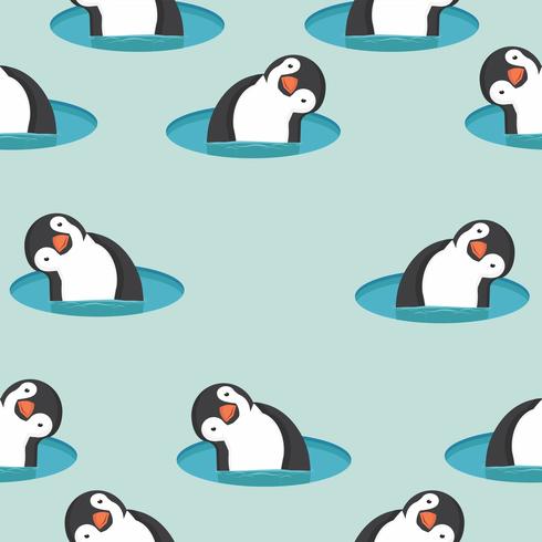 Pinguins em padrão de água vetor