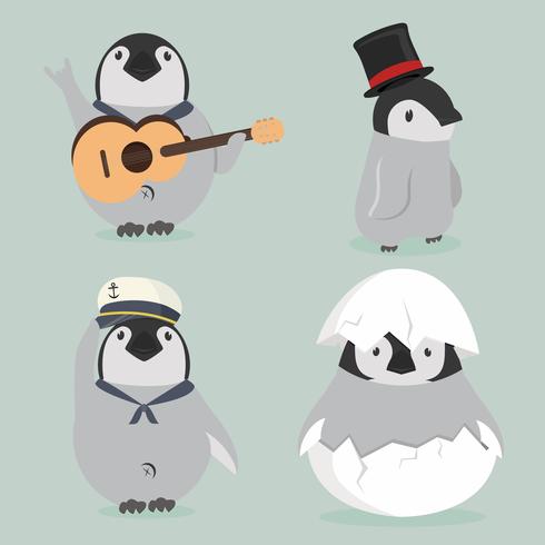 conjunto de personagens de pinguim do bebê vetor