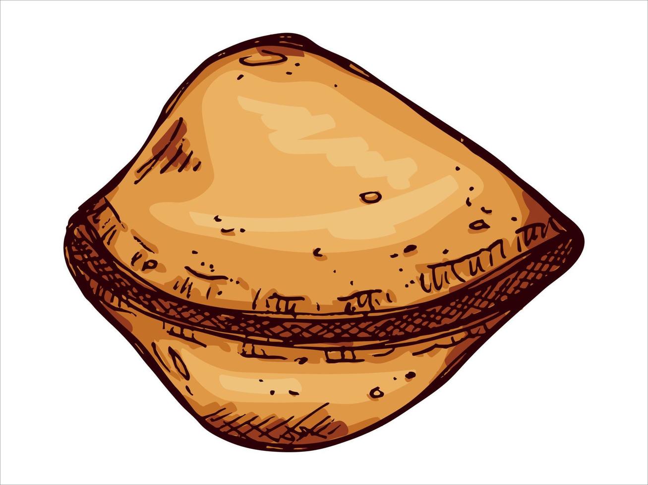 vector biscoitos da sorte chineses desenhados à mão isolados em fundos brancos. ilustração de comida. biscoito crocante com um pedaço de papel em branco dentro. para impressão, web, design, decoração, logotipo.