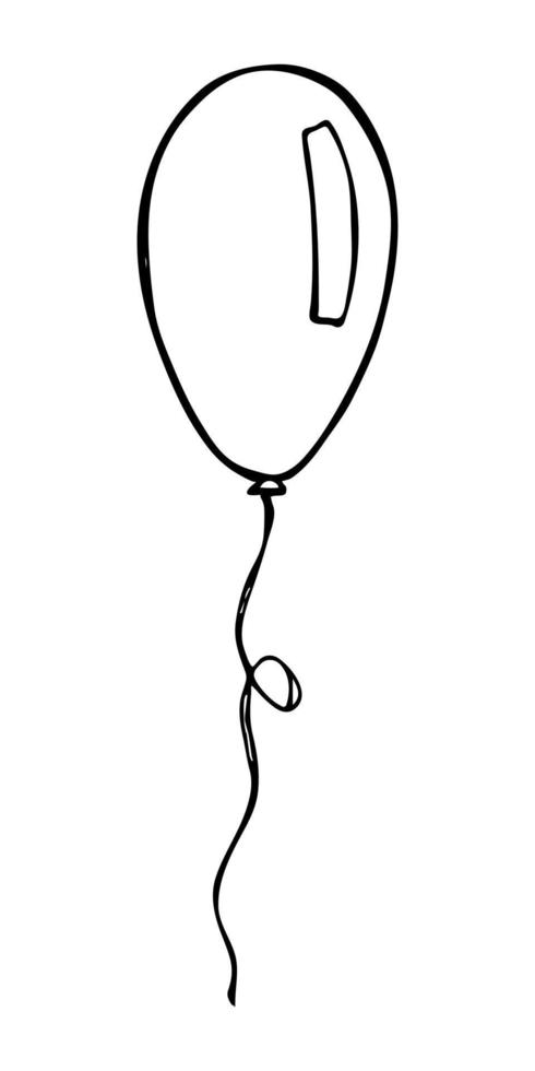 ilustração de balão voador desenhada à mão isolada em um fundo branco. doodle de balão de festa de aniversário. clipart de férias. vetor