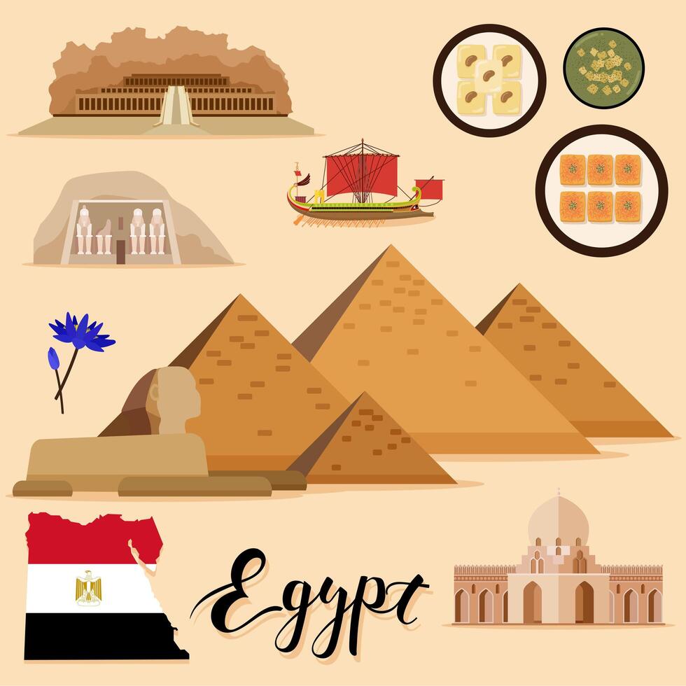 Tourist Egypt Travel coleção definida vetor