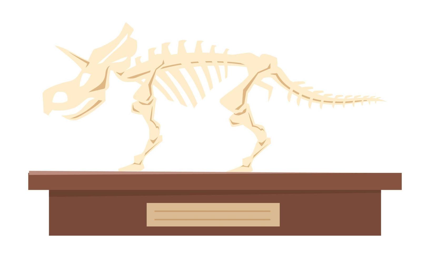 objeto de vetor de cor semi plana de esqueleto fóssil de dinossauro