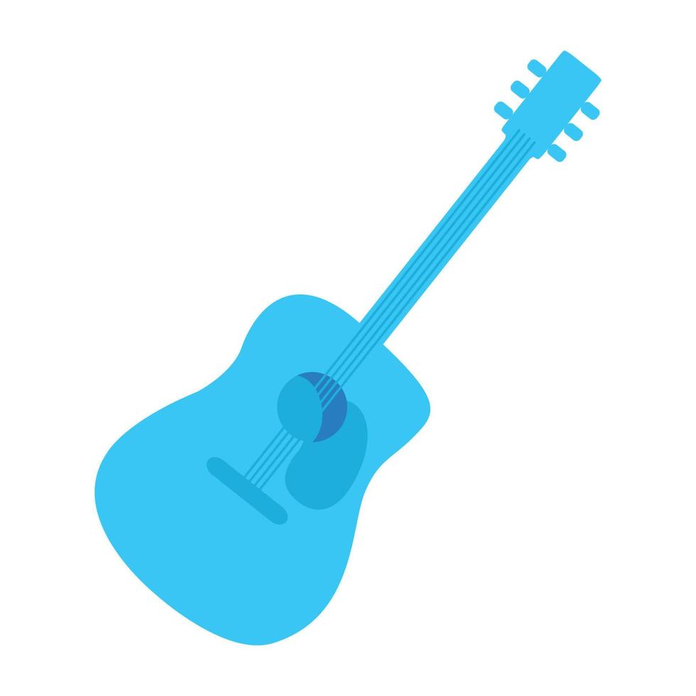 objeto de vetor de cor semi plana de violão azul