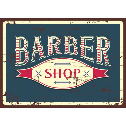 Sinal de loja de barbeiro azul vetor