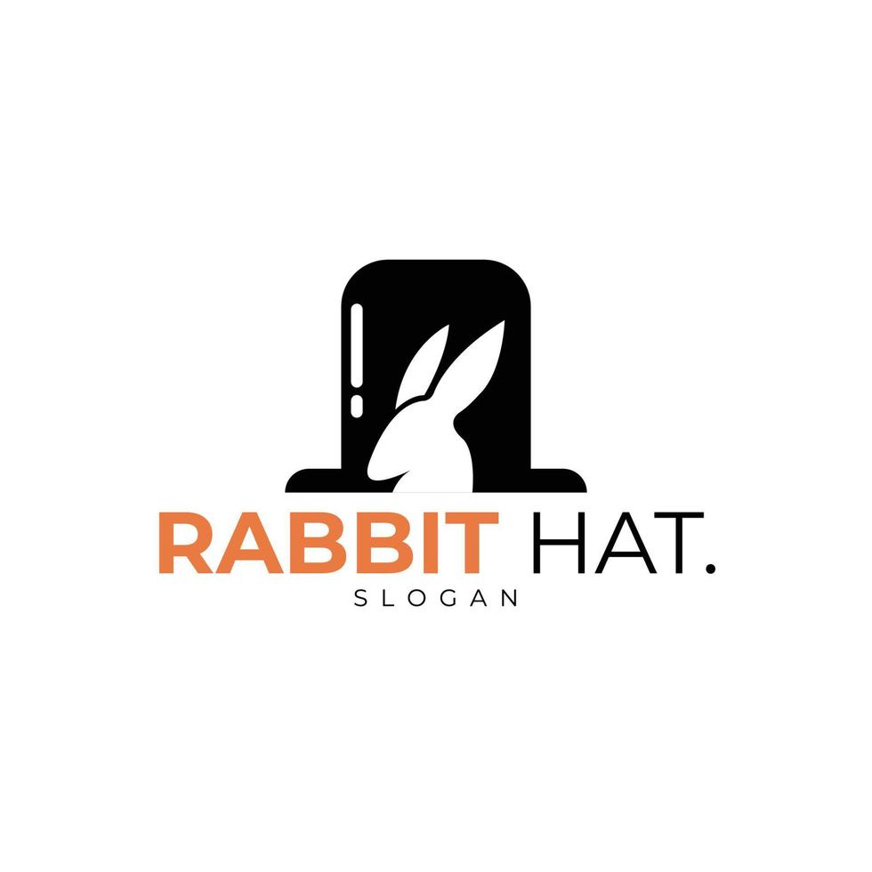 inspiração de design de logotipo de chapéu de coelho. silhueta de coelho e modelo de logotipo de chapéu mágico. ilustração vetorial vetor