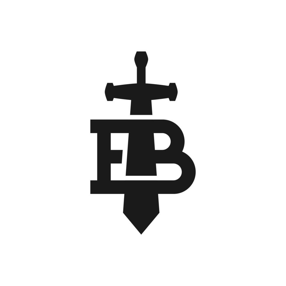 letra b com uma silhueta de espada. tema de logotipo medieval. vetor
