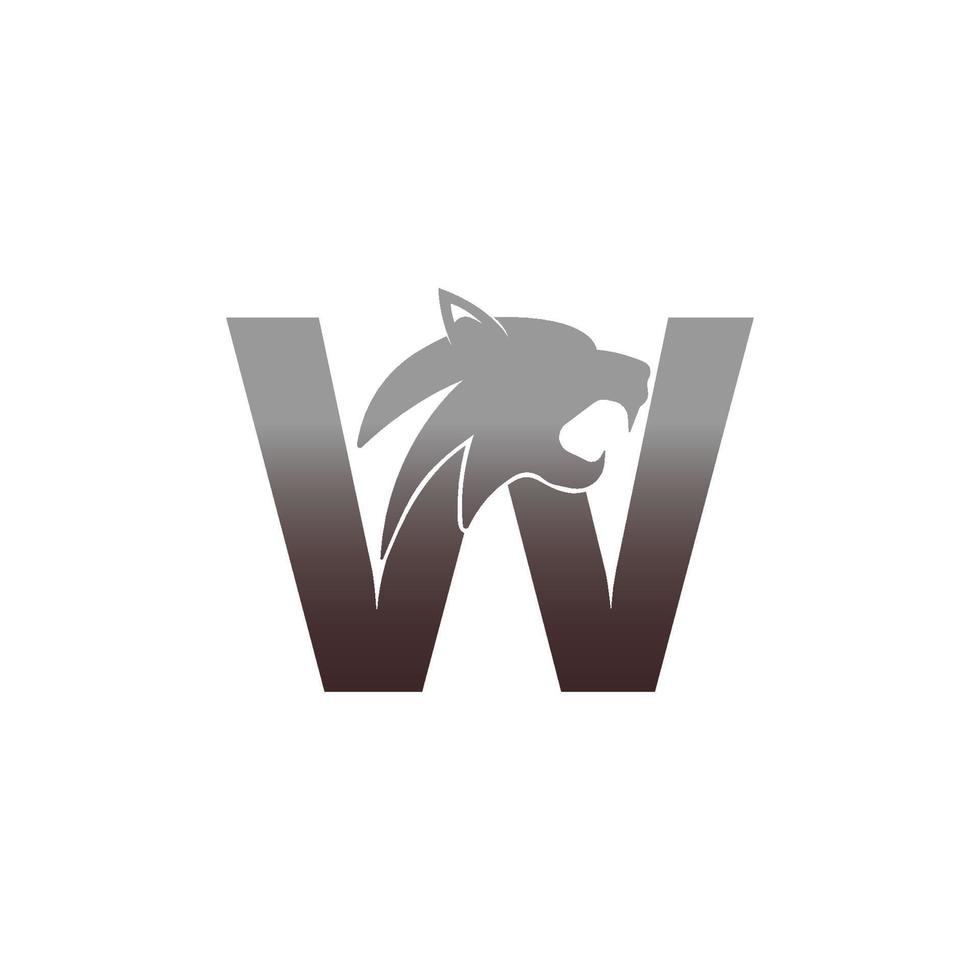 letra w com vetor de logotipo de ícone de cabeça de pantera