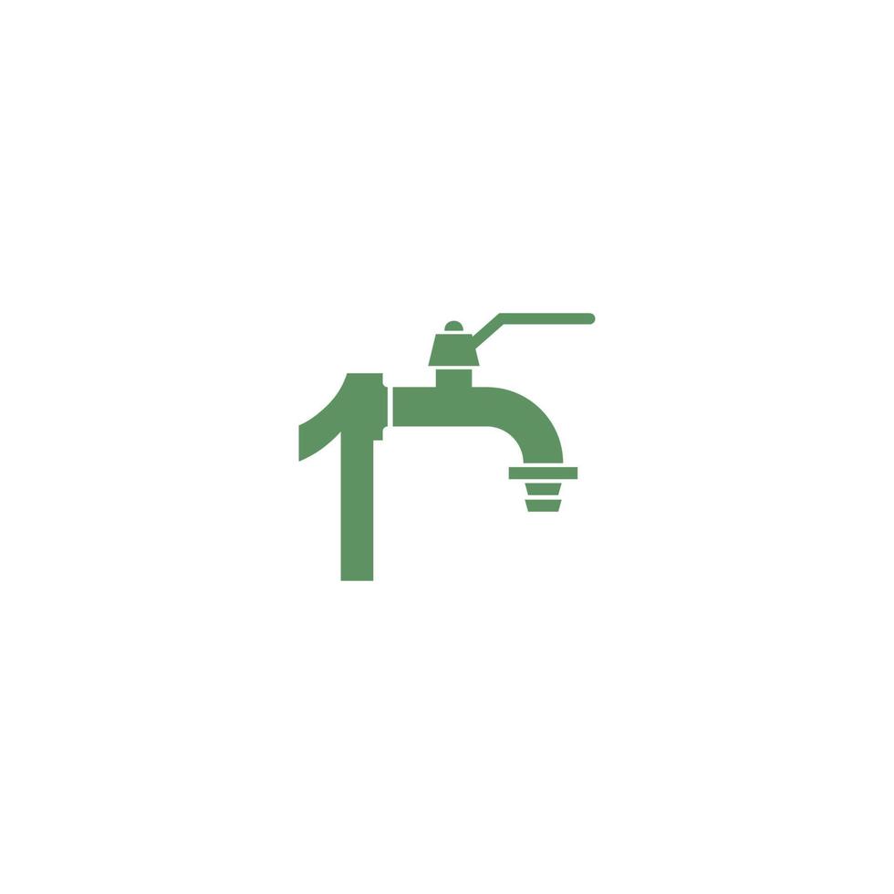ícone de torneira com vetor de design de logotipo número 1