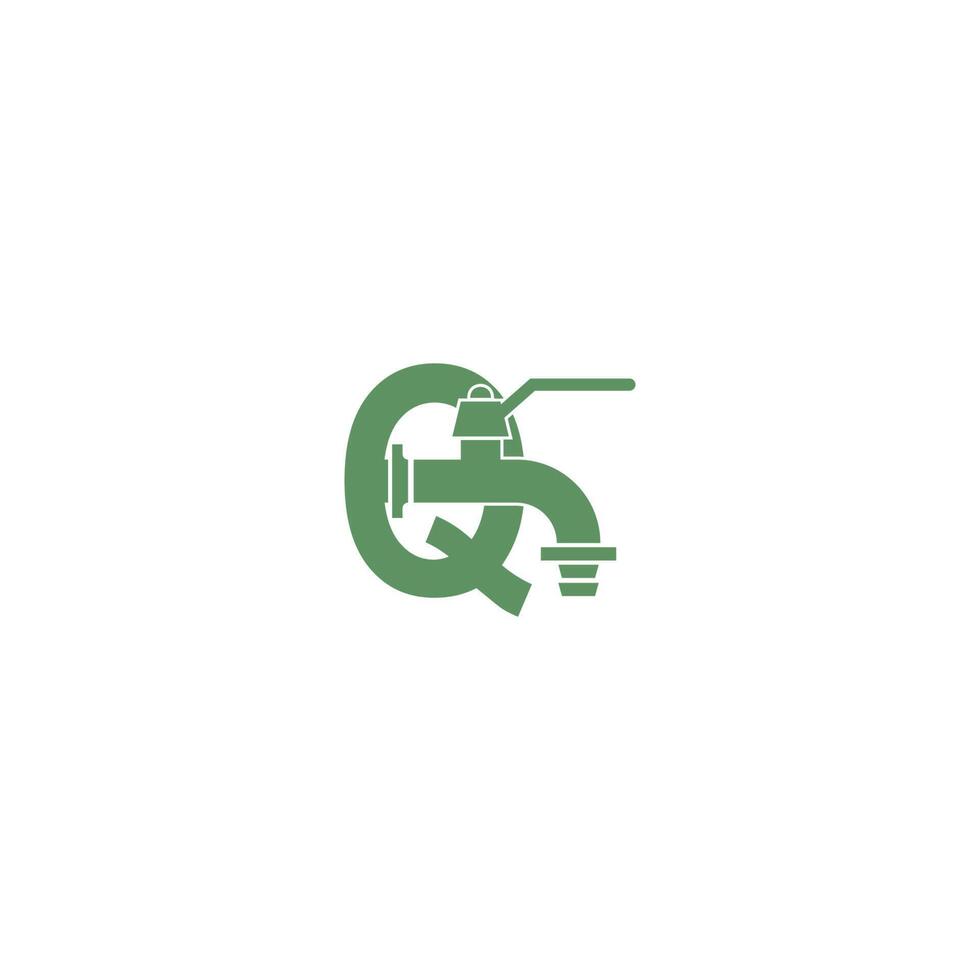 ícone de torneira com vetor de design de logotipo da letra q