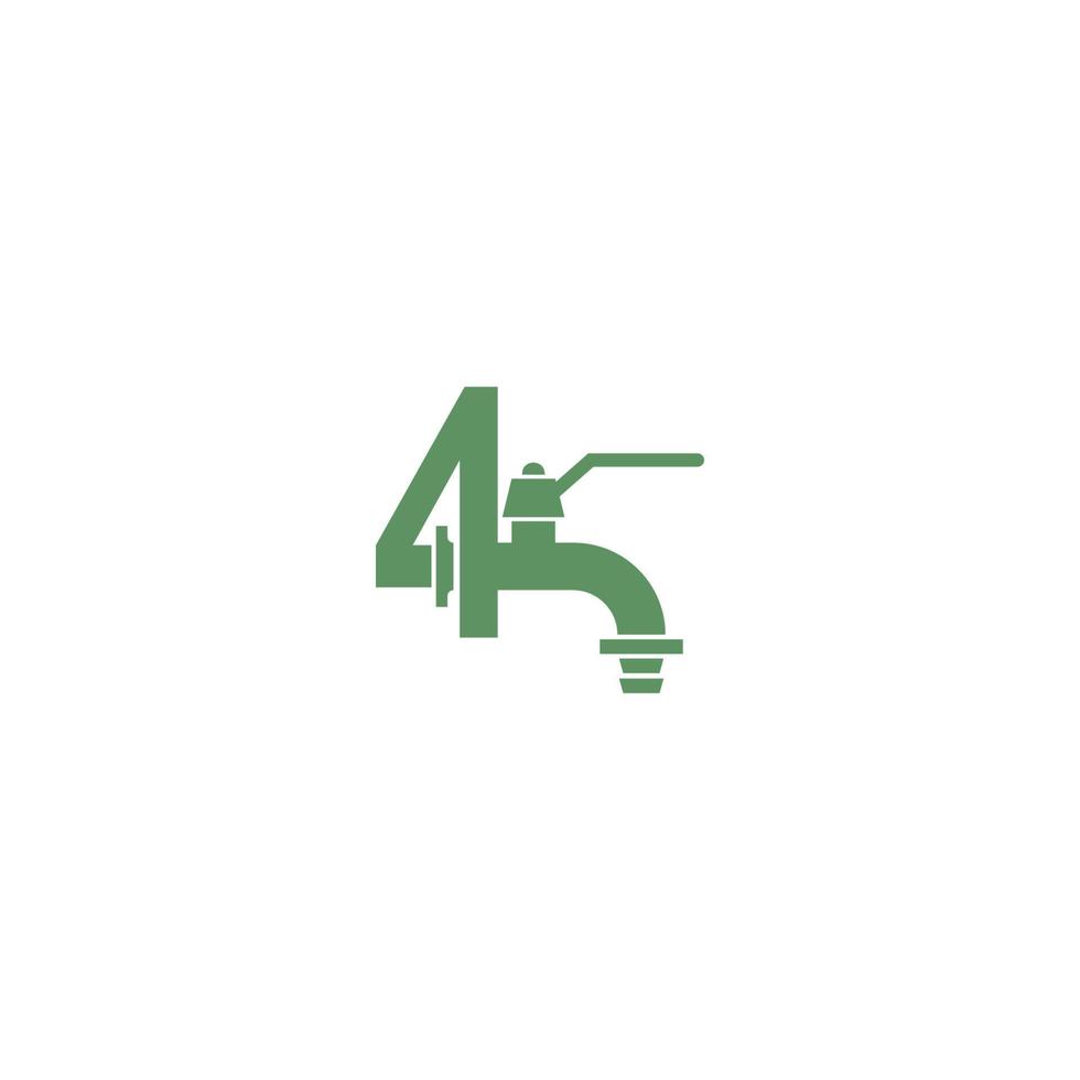 ícone de torneira com vetor de design de logotipo número 4