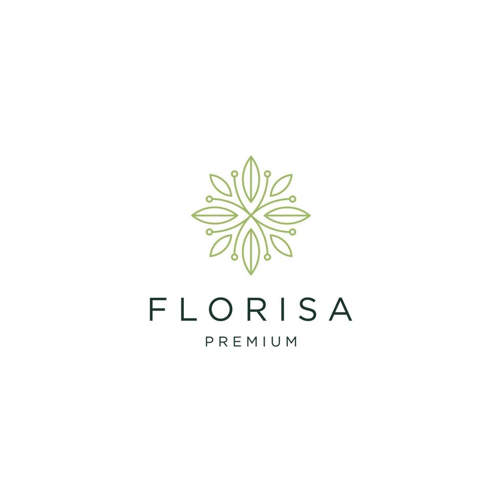 vetor plano de modelo de design de logotipo de linha de beleza flor natureza