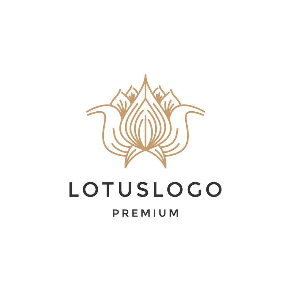 ícone de logotipo de flor de lótus de luxo. estilo linear vetor