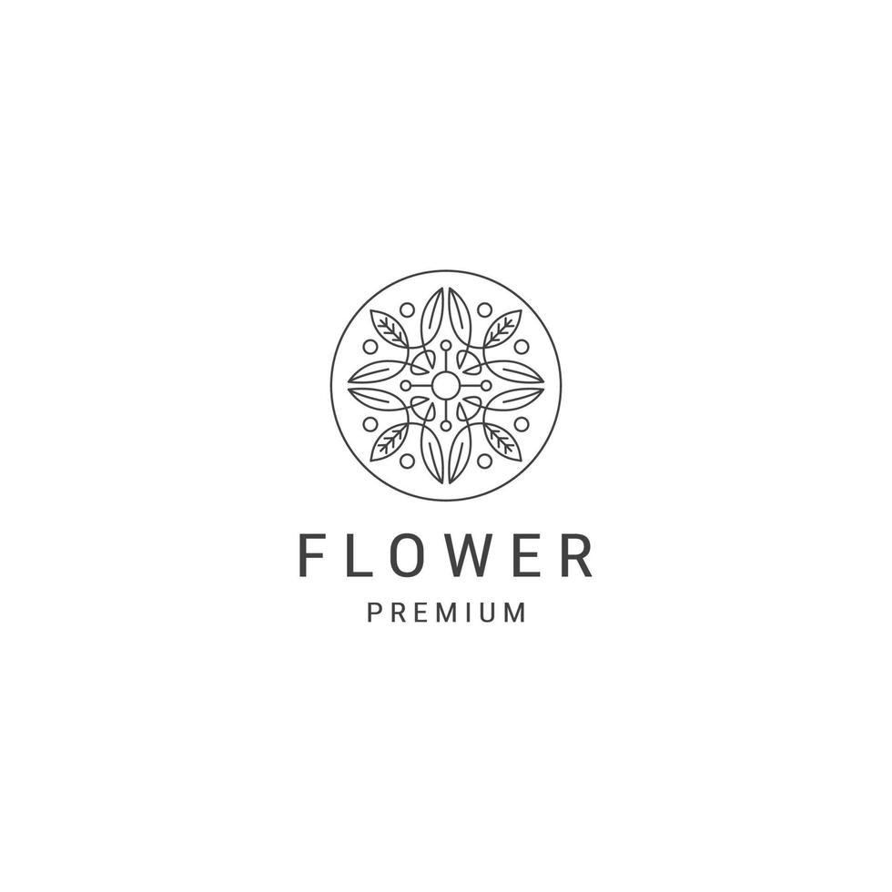 modelo de design de ícone de logotipo de linha de flores da natureza vetor plano