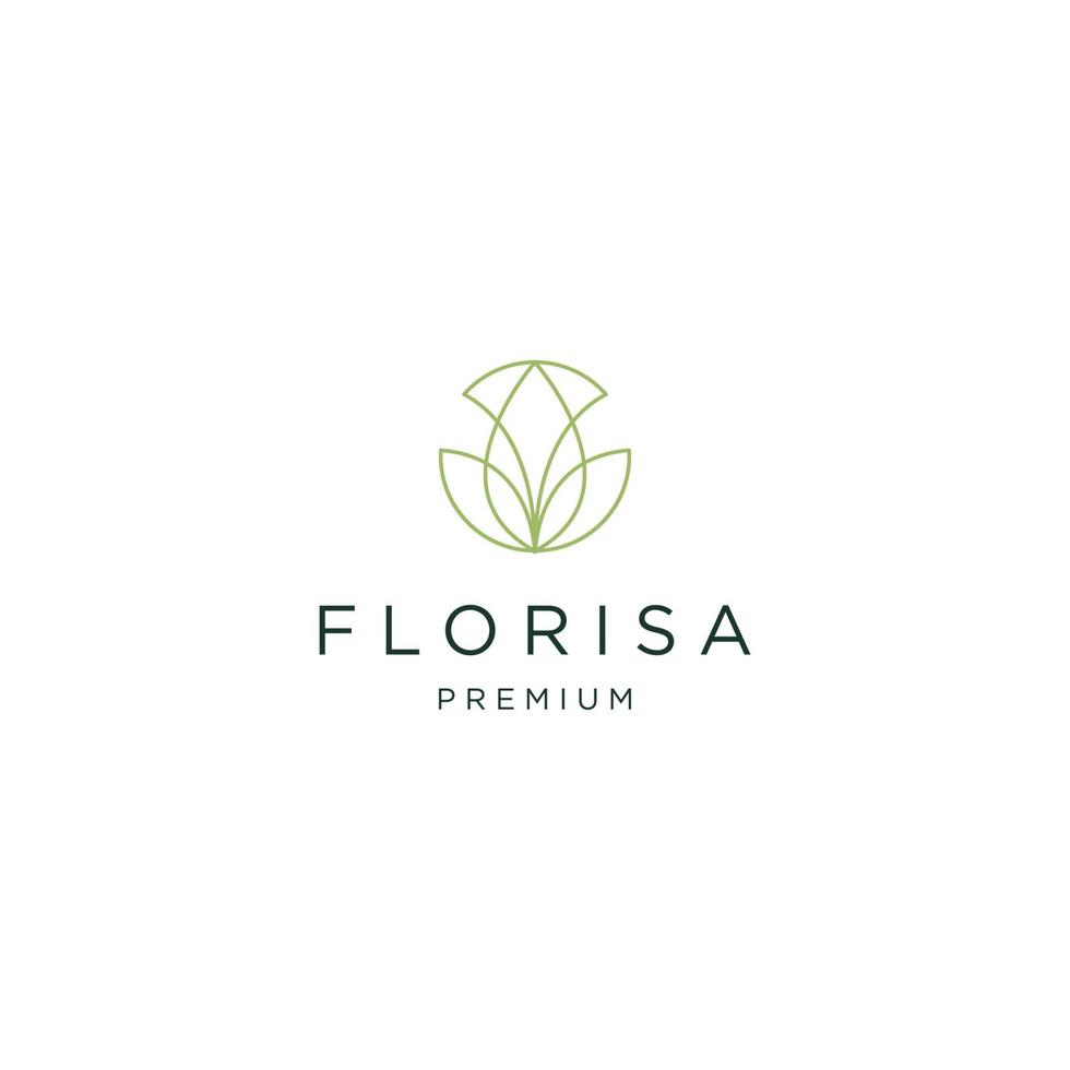 vetor plano de modelo de design de logotipo de linha de beleza flor natureza