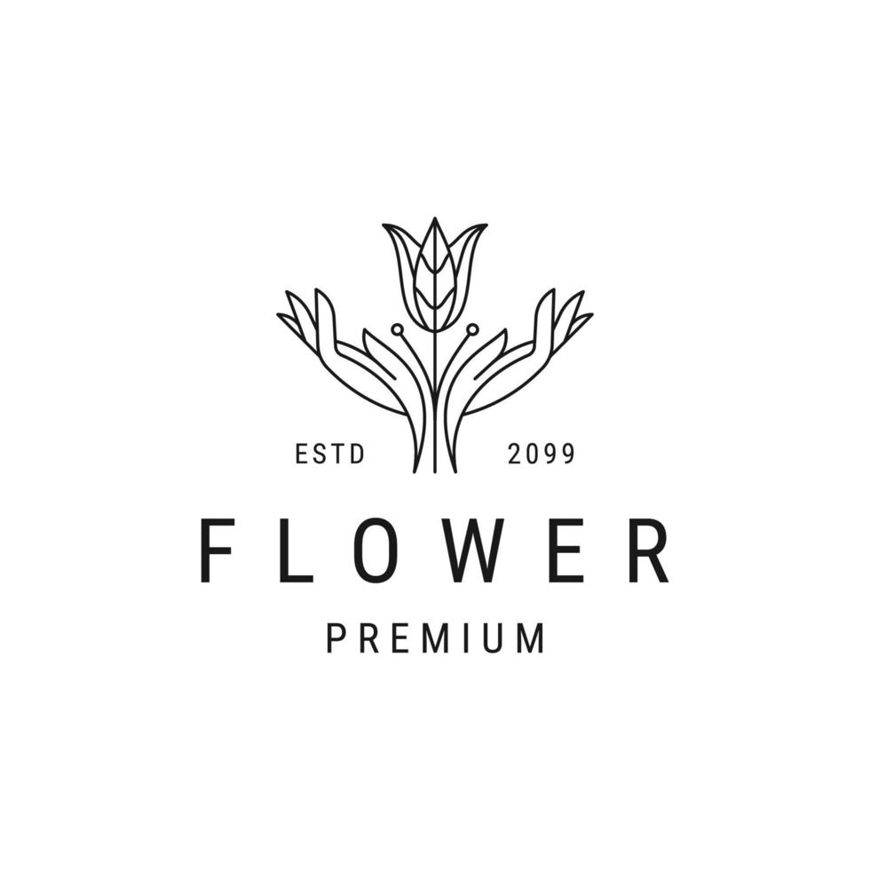 conceito de logotipo de linha de flor de mão, modelo de design de ícone plano vetor