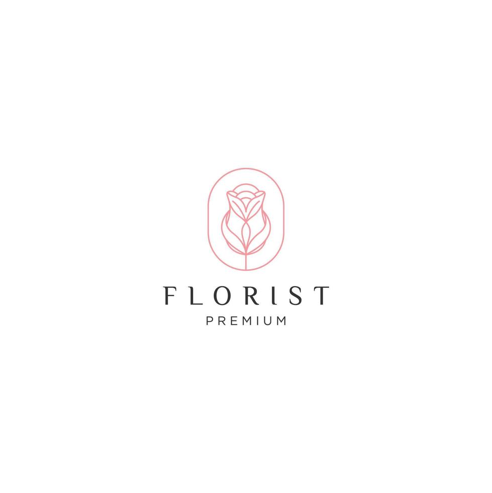 conceito de logotipo de linha de flor de rosas, modelo de design de ícone plano vetor