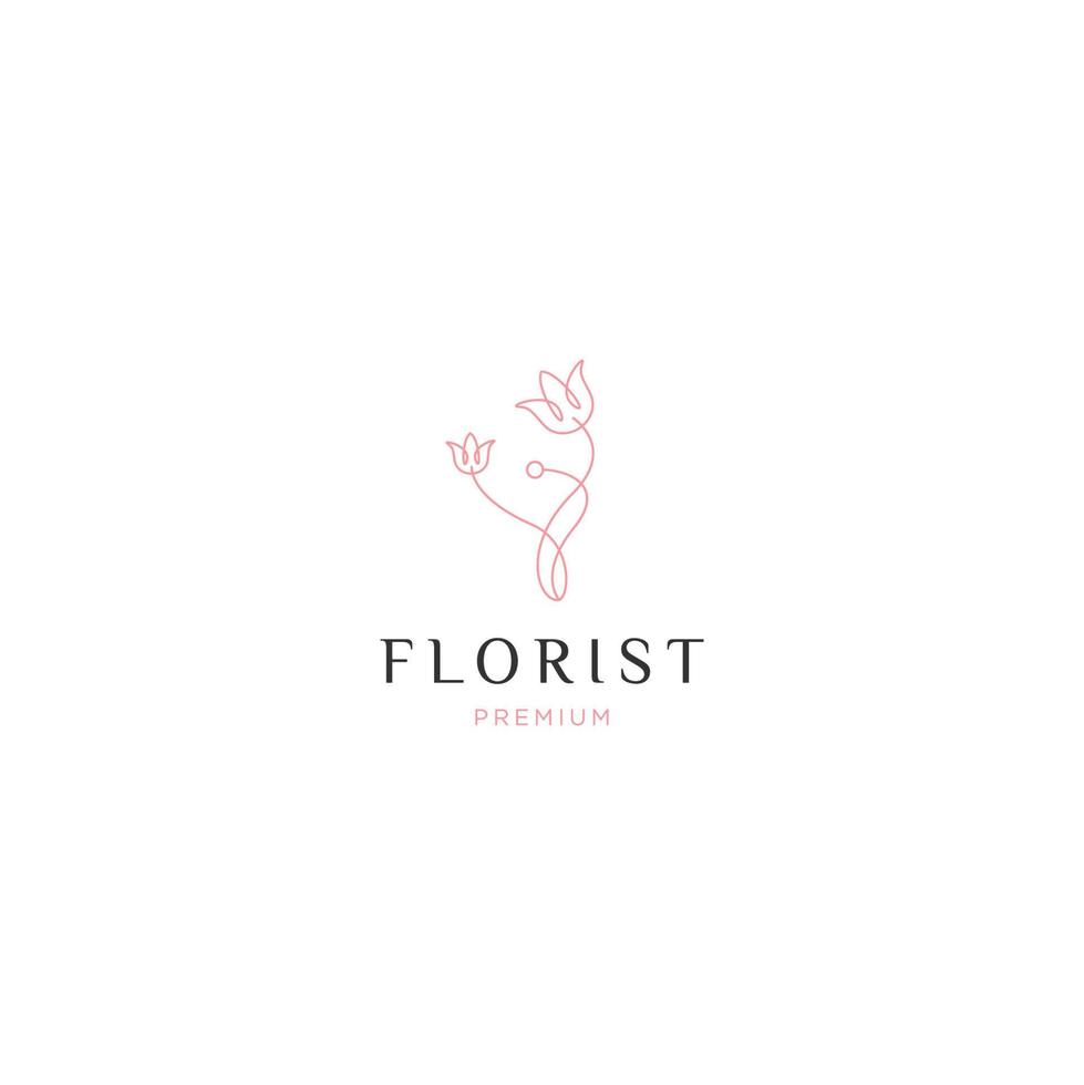 conceito de logotipo de linha de flor de rosas, modelo de design de ícone plano vetor