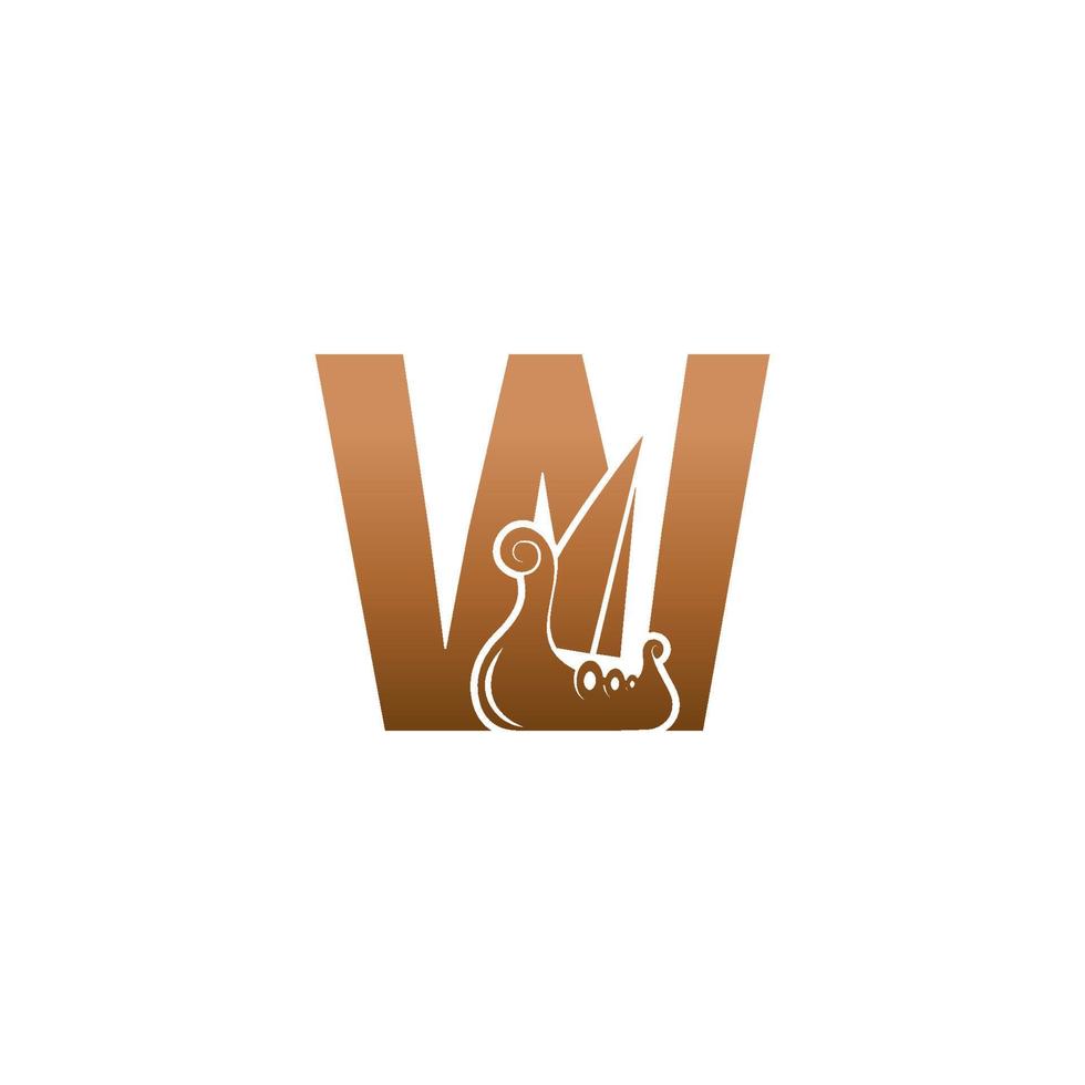 letra w com modelo de design de veleiro viking ícone de logotipo vetor