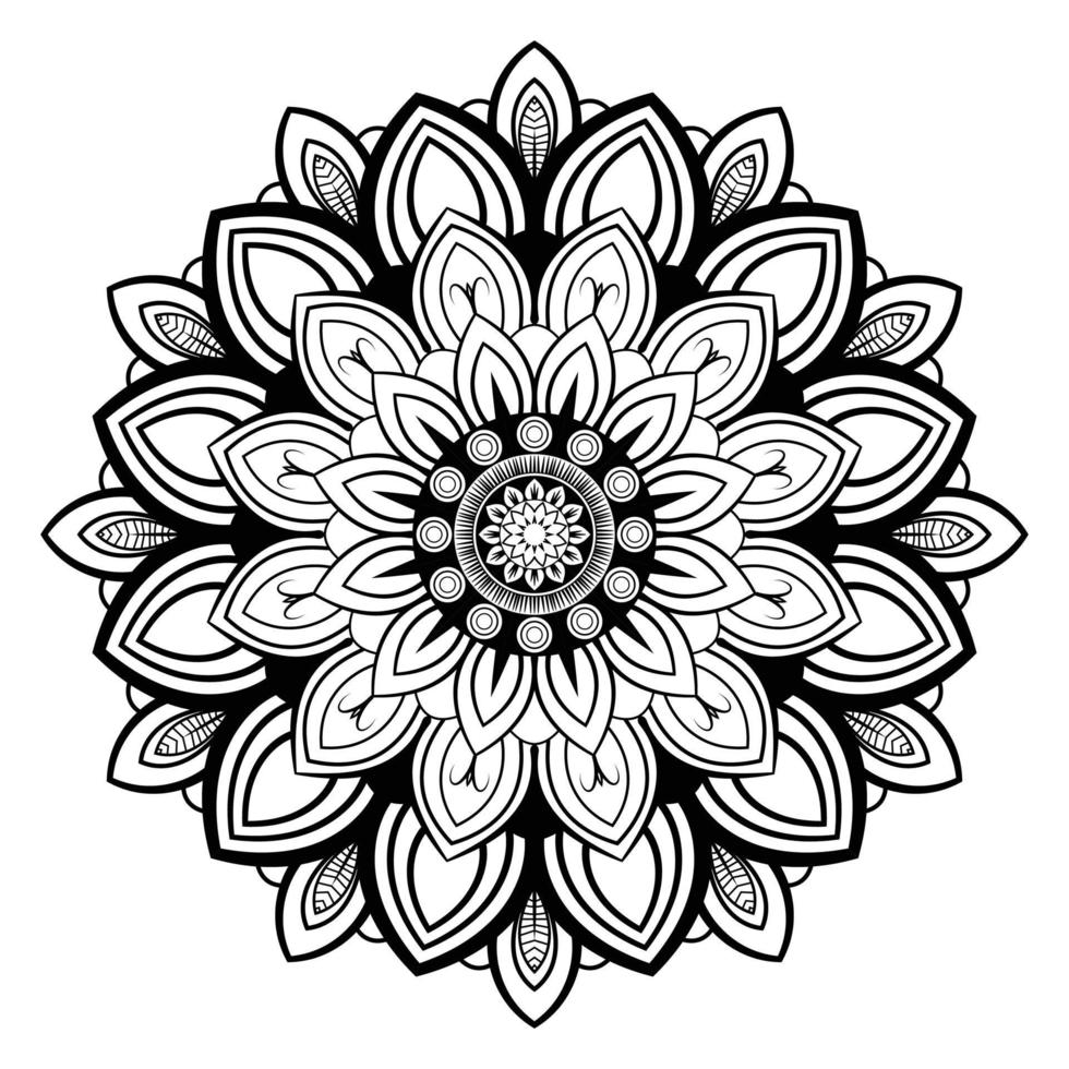 design de mandala simples preto criativo com fundo branco vetor