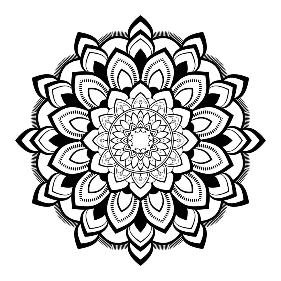 design de mandala simples preto criativo com fundo branco vetor