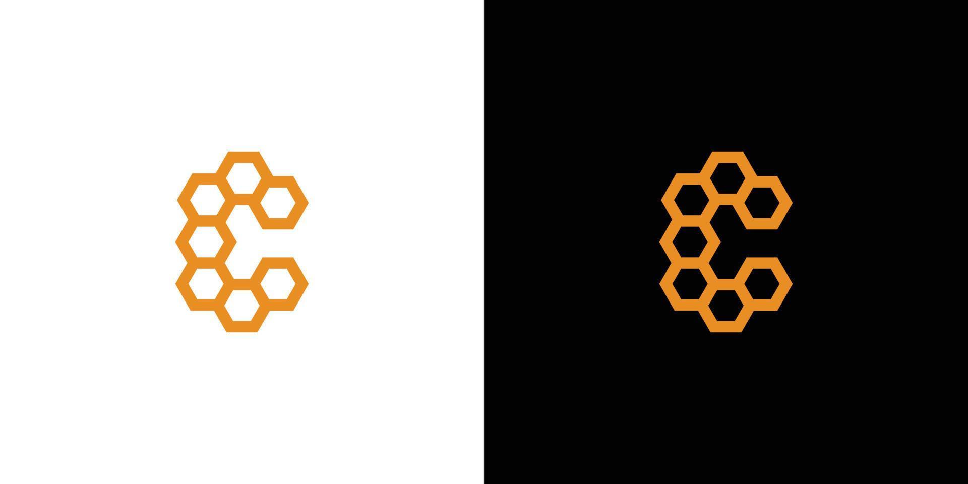 design de logotipo de letra c inicial de favo de mel simples e atraente vetor