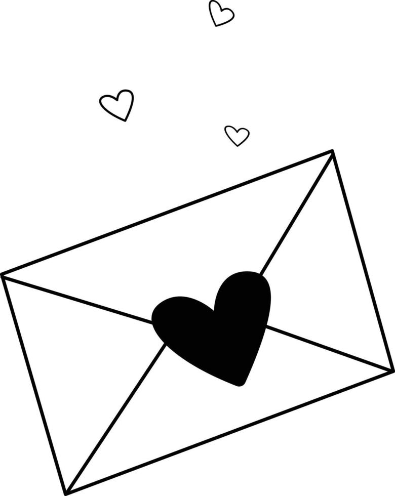 imagem vetorial de um envelope com um coração. dia dos namorados. uma mensagem de amor romântico. um elemento da decoração de uma celebração de casamento. um vetor de contorno simples, site ou aplicativo móvel.