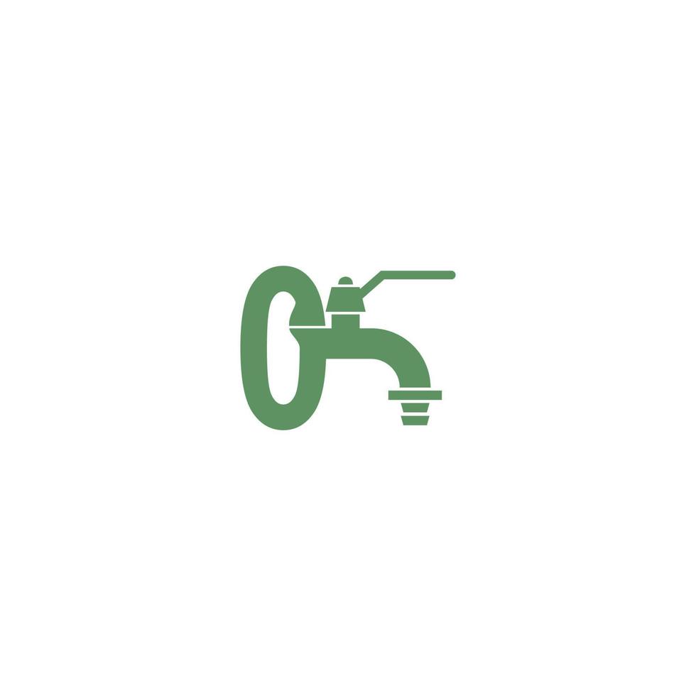 ícone de torneira com vetor de design de logotipo número zero