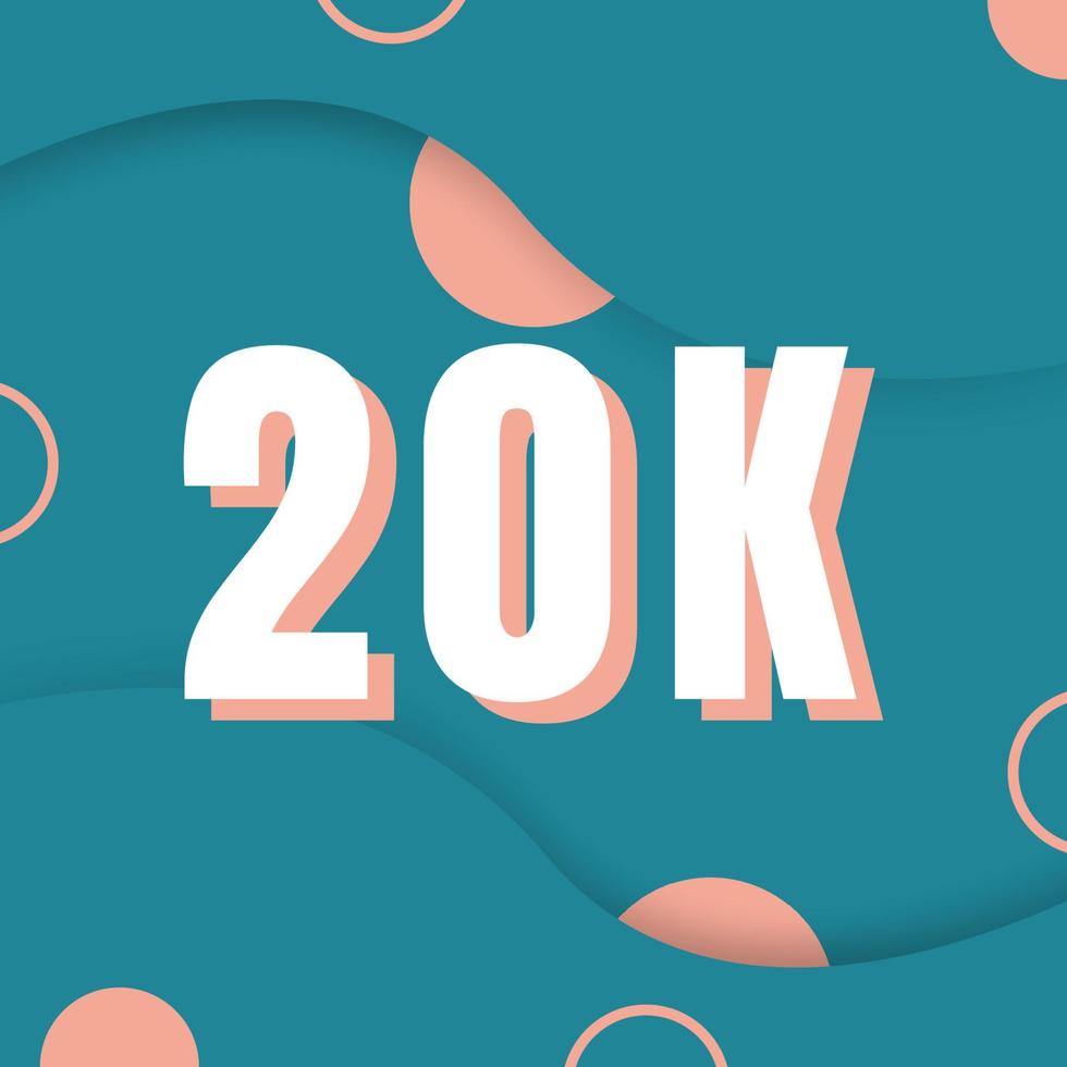 20 mil seguidores de design de plano de fundo de mídia social vetor