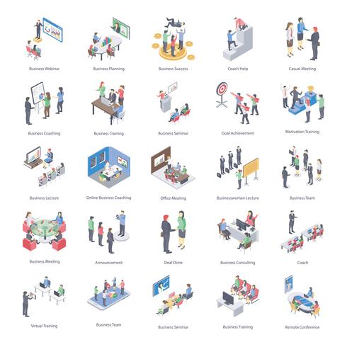 Conjunto de ícones de treinamento de negócios vetor