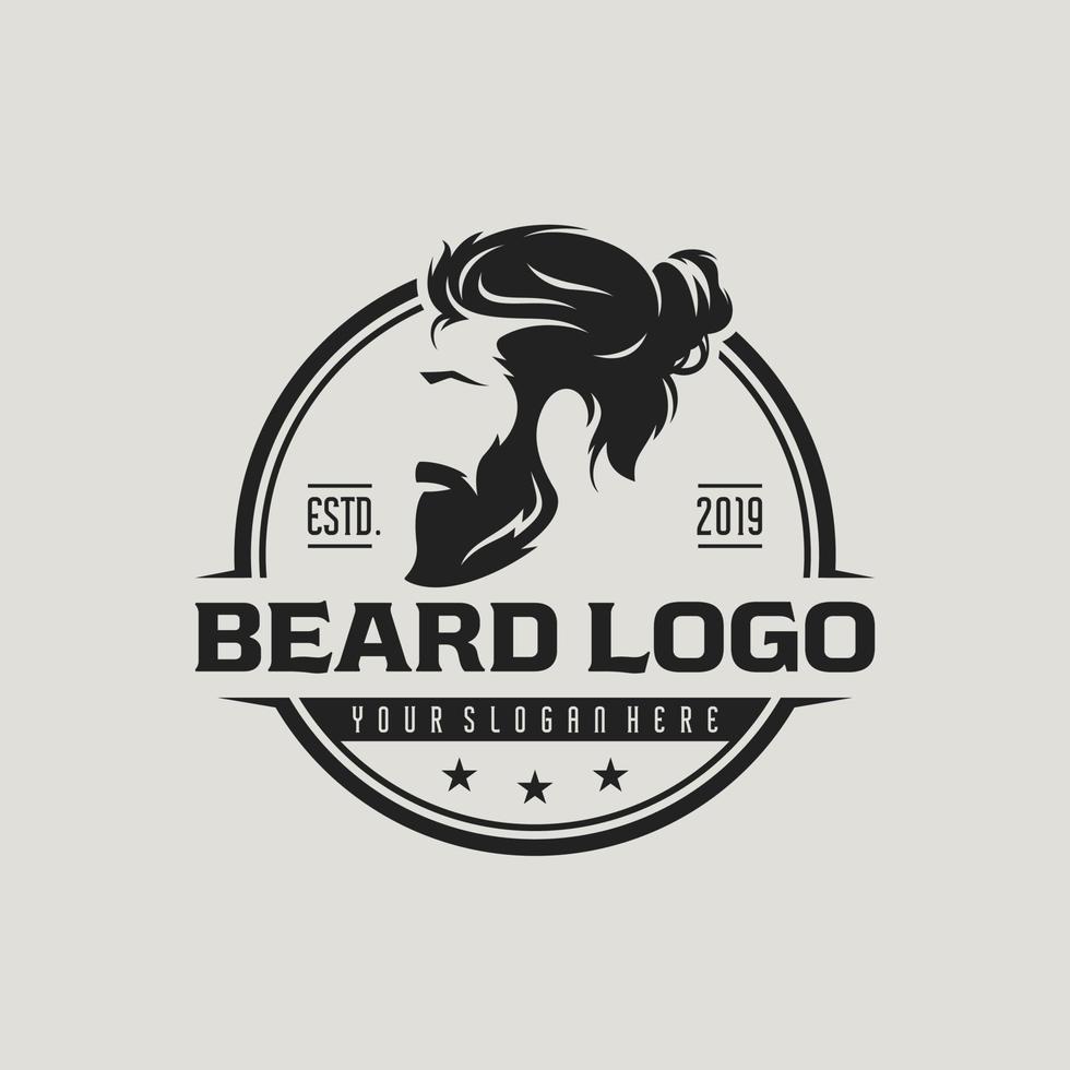 ilustração vetorial de logotipo de barba, modelo de logotipo de barbearia, vetor de homens de corte de cabelo