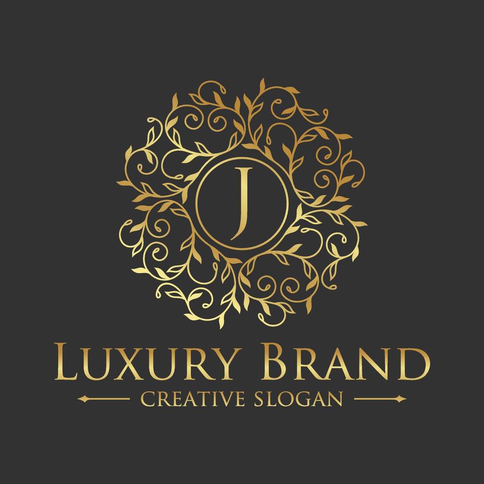 modelo de logotipo de círculo de luxo heráldico floral em vetor para restaurante, realeza, boutique, café, hotel, joias, moda e outras ilustrações vetoriais