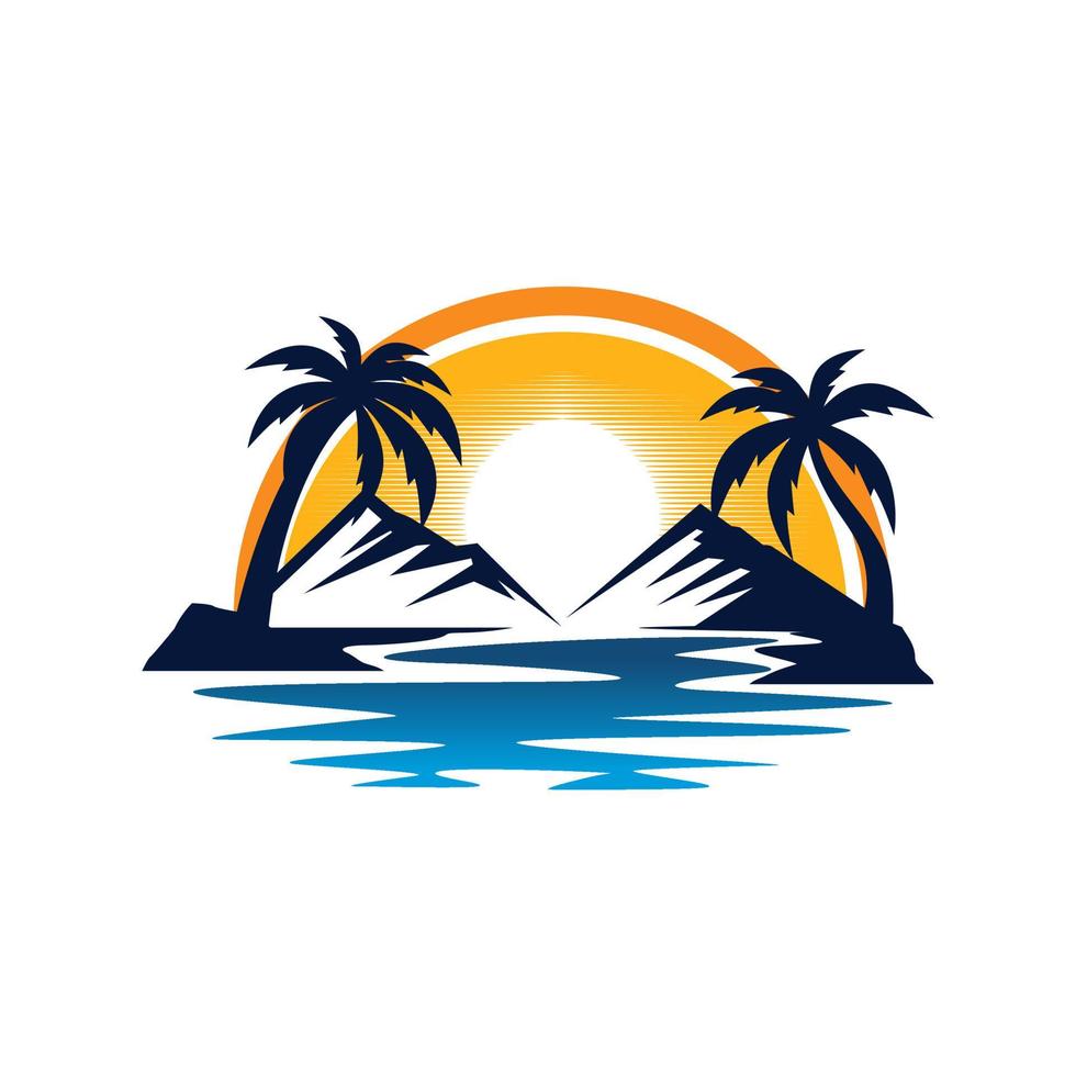 modelo de vetor de design de logotipo de praia