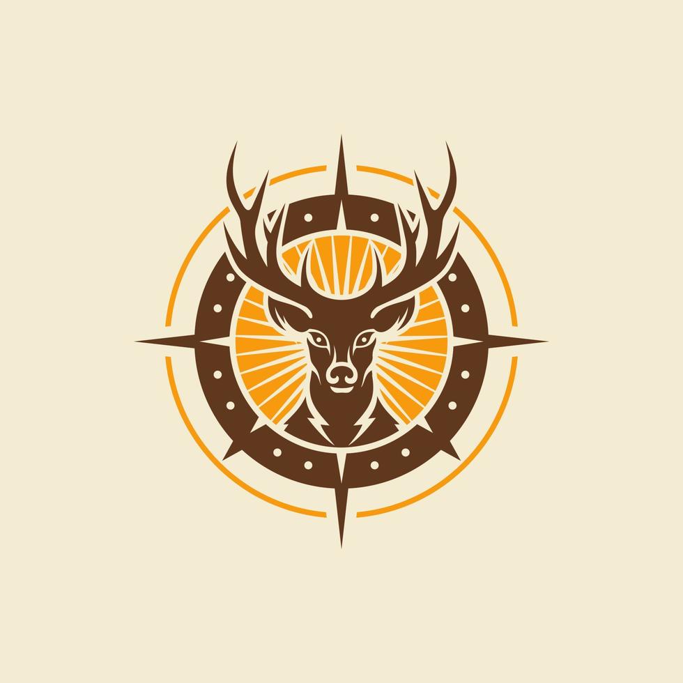 ilustração de design de logotipo de caçador de veados vintage vetor