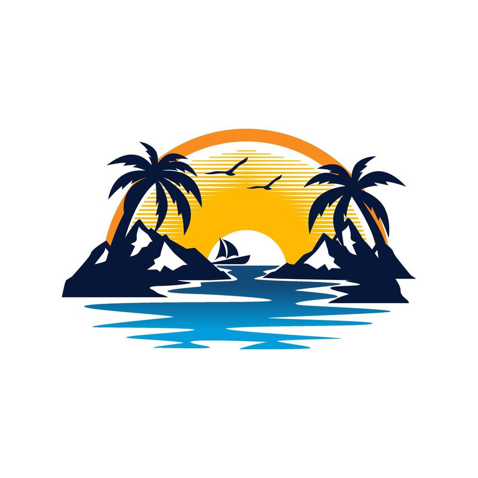 modelo de vetor de design de logotipo de praia