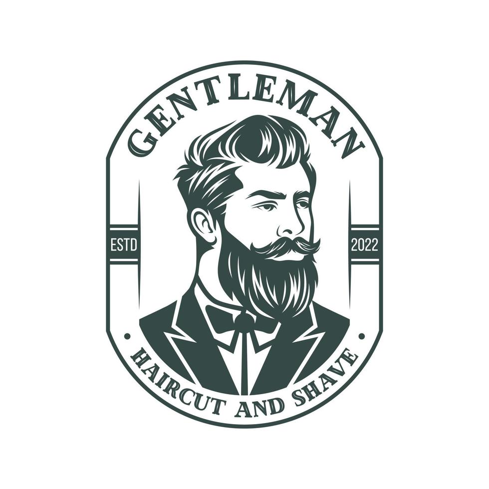 ilustração vetorial de logotipo de barba, modelo de logotipo de barbearia, vetor de homens de corte de cabelo