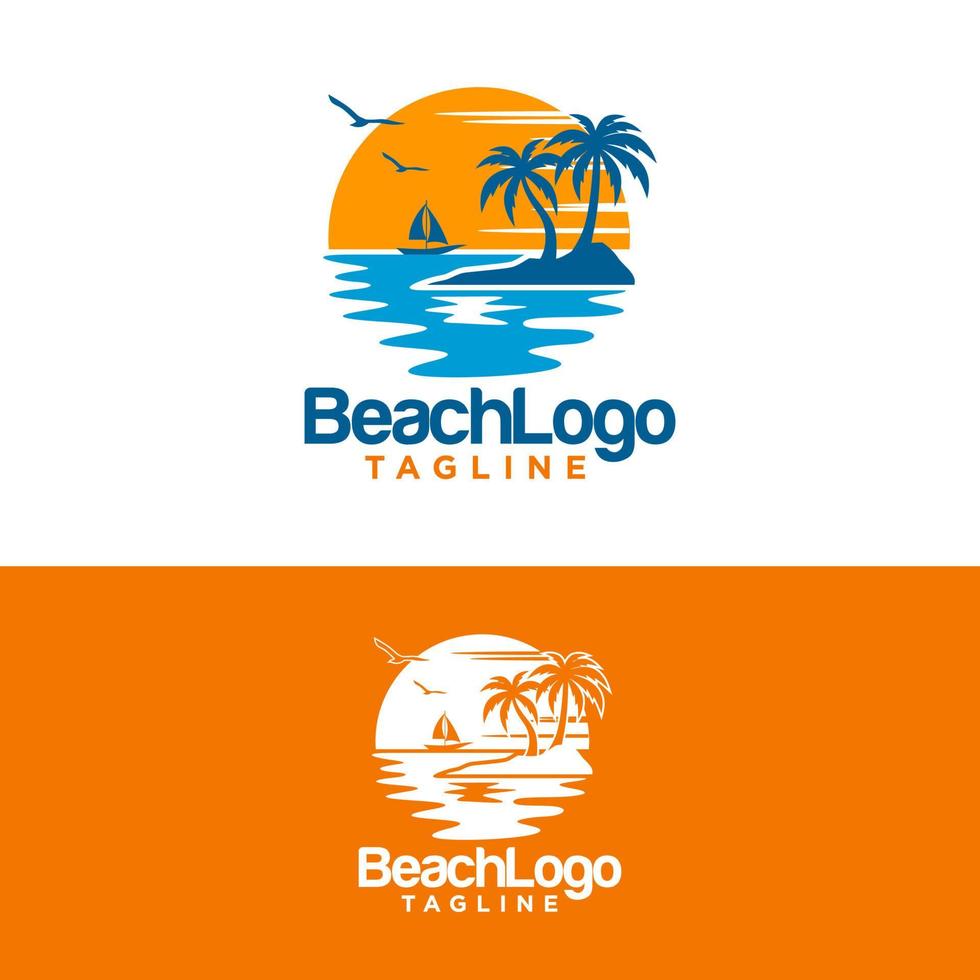 modelo de vetor de design de logotipo de praia